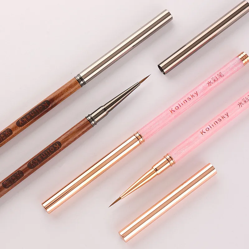 1/2 قطعة جديد كولينسكي فرشاة أظافر أكريليك الأرجواني فرشاة الأظافر الفن الاكريليك النقي كولينسكي السمور فرشاة ثلاثية الأبعاد اللوحة القلم #5