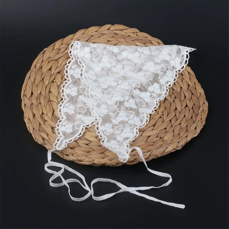 

72XE Embroidery Lace Scarf Sweet Girls Headgear Props with Intricated Design for Commuting Evening Event and Celebrations