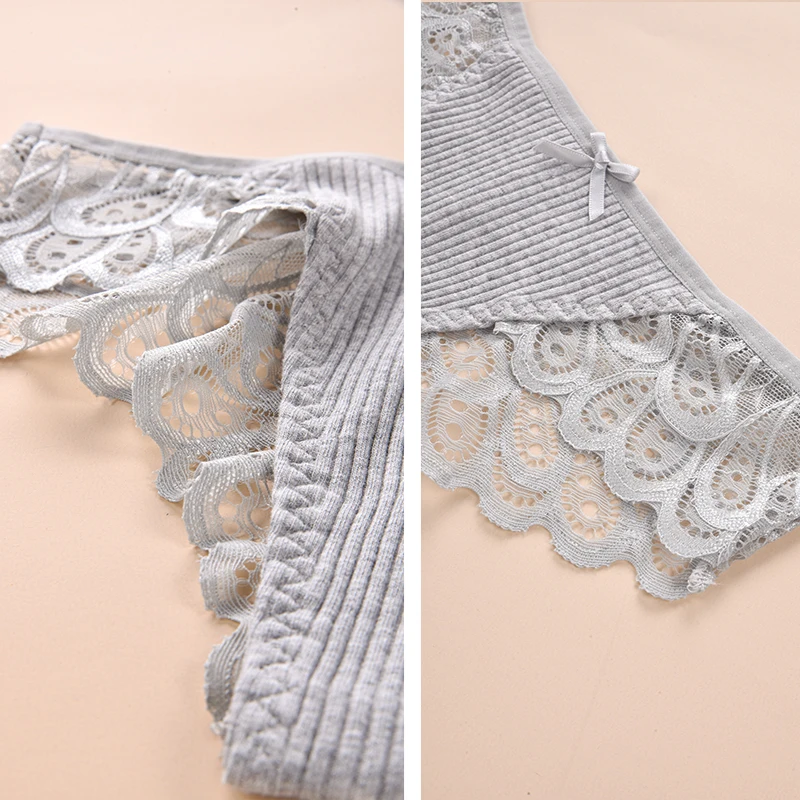 Sexy Lace Lingerie Fashion Bow Women Underwear Hollow Embroidery Breathable Comfortable Panties Solid Color Enticing Girl Briefs