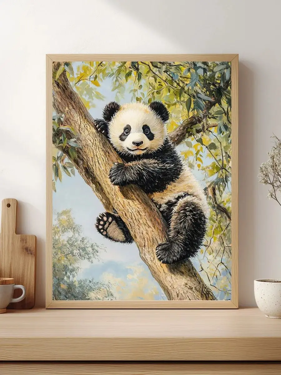 1 Stück 30x40 cm/11,8x15,7 Zoll, 11CT/14CT Kreuzstich-Set, DIY Valentinstagsgeschenk, Stickerei-Set für Festivals, Panda am Baum – Detail 1