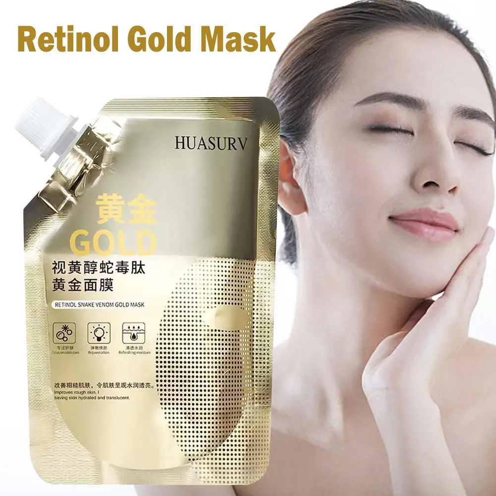 

Retinol Gold Mask Nourishing Firming Whitening Mask Peptide Golden Facial Mud Mask Moisturizing Oil Control Face Pores Clean