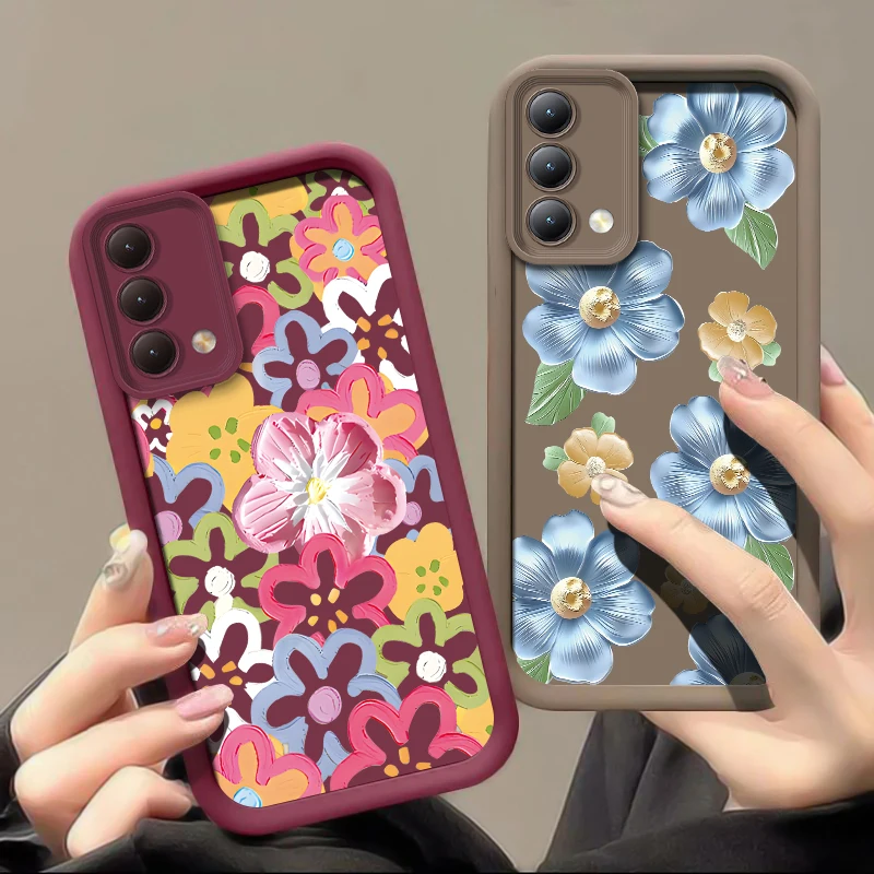 Etui na telefon z motywem kwiatów dla Infinix Tecno Camon 40 Pro 20 30 Pova 7 Spark 6 Go 2024 2023 2022 20C 10 Pro, miękkie, odporne na wstrząsy.
