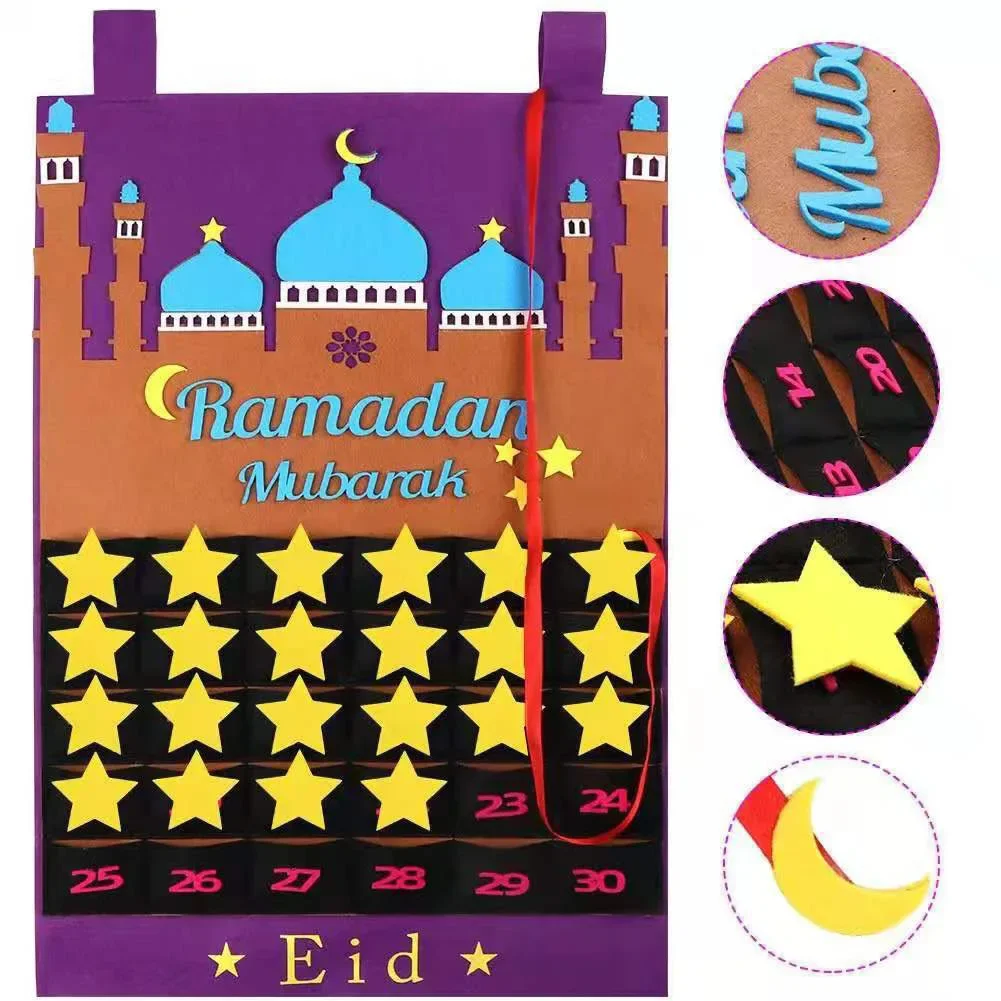 

Mubarak Countdown Felt Calendar 2025 Happy Eid Mubarak Islamic Muslim Party Decor Ramadan Kareem Eid Al Adha Decor For Home