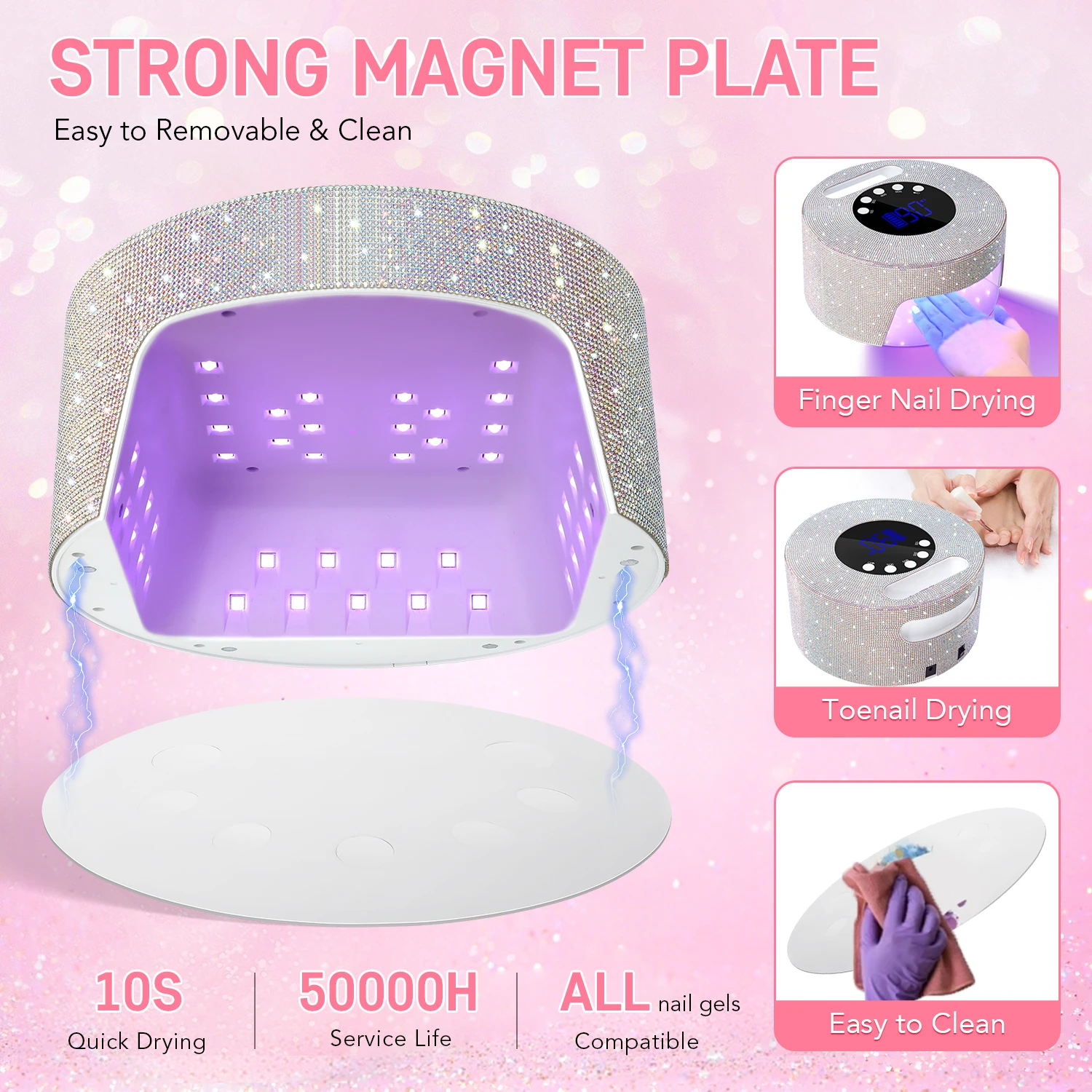 DianaBeauty UV LED-nagellamp Oplaadbare draadloze nageldroger met 4 timingsmodi HD-display UV-lamp voor nagels manicure gereedschap