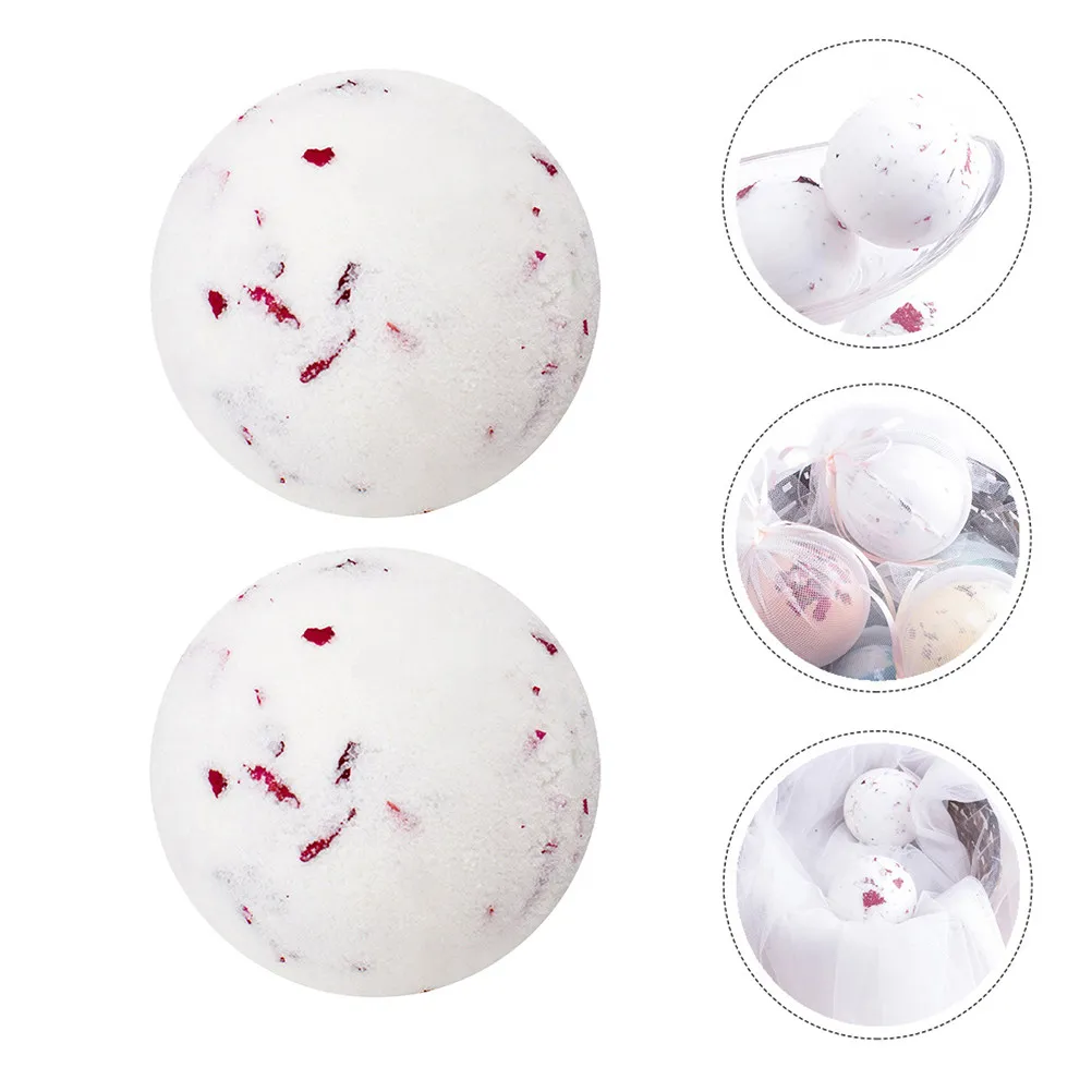 2Pcs Rose Bubble Milk White Color Natural Essential Oil Soothing Relaxing Spa Skin Care Bath Shower Bombs