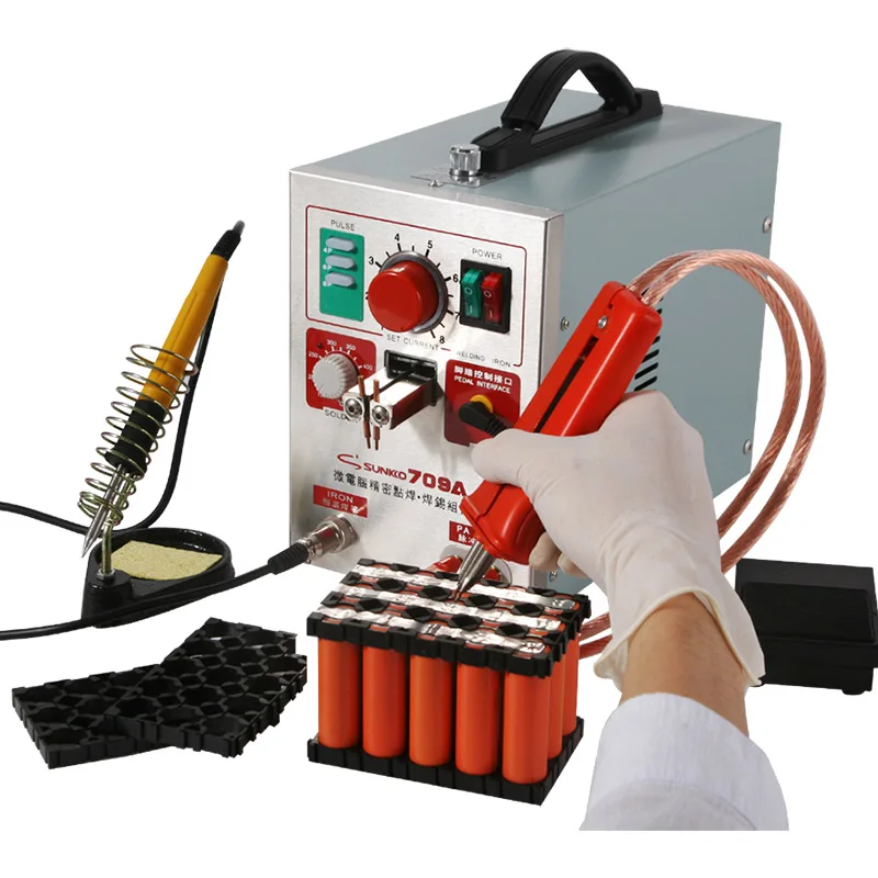 

SUNKKO Battery Spot Welders 18650 Spot Welding Machine Kit 709A for 0.05-0.3mm Battery Pack Soldering