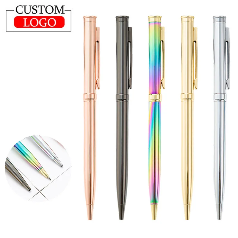 

10pcs Logo Business Metal Ballpoint Pen Printing LOGO with Name Promotion Advertisement Hotel Gift Pen Student Office Pens