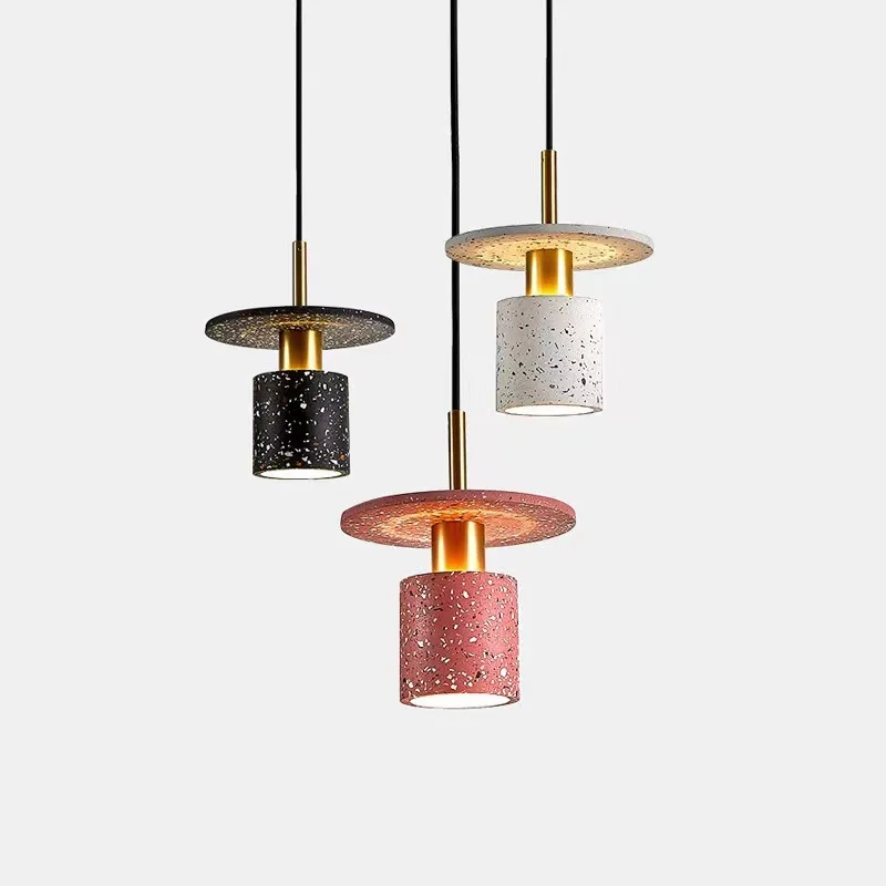 

Industrial Wind Creative Terrazzo Pendant Light Nordic Simple Cement Chandelier Kitchen Bar Bedroom Bedside Suspension Luminaire