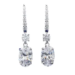 S925 Silver High Carbon Diamond Super Shiny Yellow Diamond Earrings 8 * 12 European and American Large Oval Earrings for Women