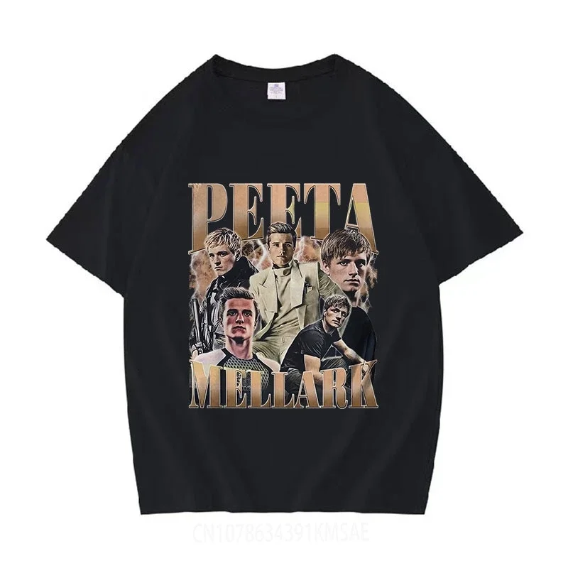 90s Peeta Mellark Vintage Graphic T Shirt Josh Hutcherson Print Short Sleeve T-shirts Men's Women  Cotton Oversized T-shirt