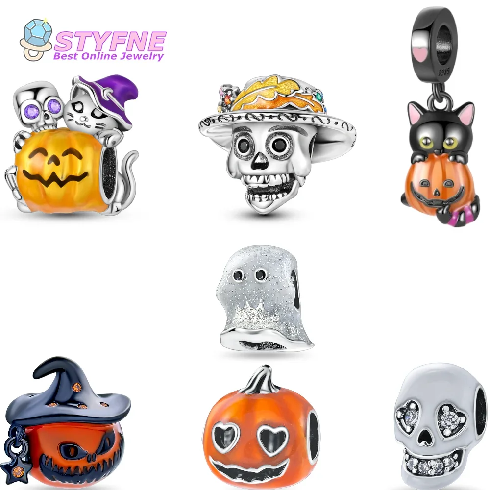 925 스털링 실버 매력 할로윈 작은 악마 시리즈 맞는 브랜드 원래 팔찌 여성 패션 쥬얼리 럭셔리 선물