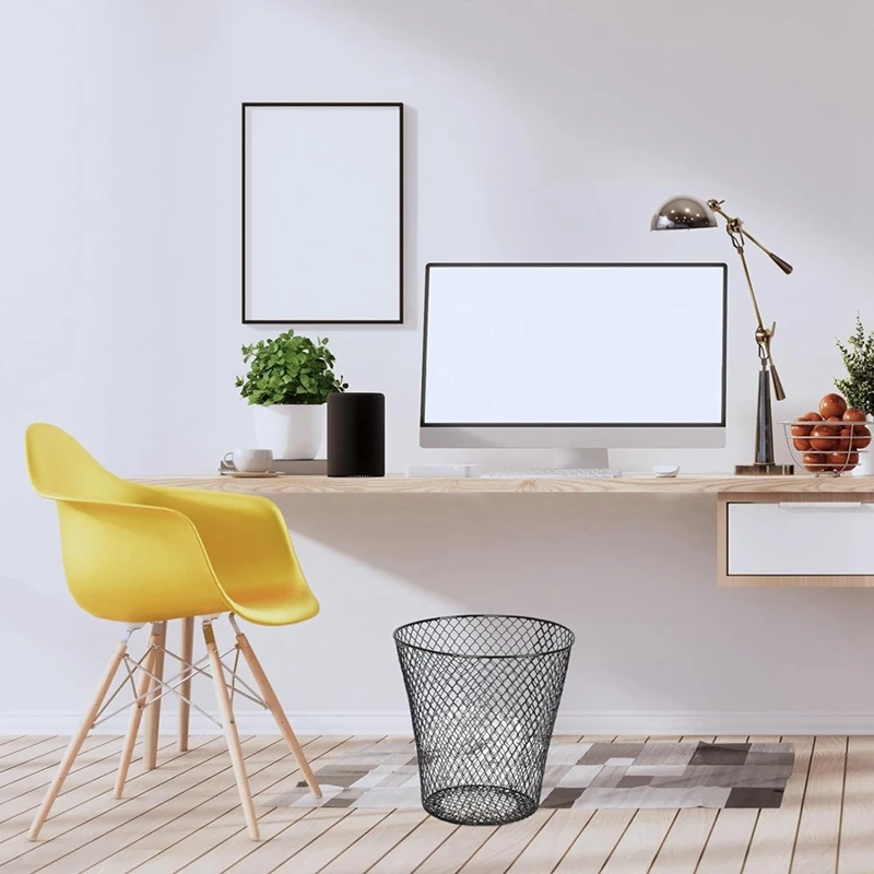 Round Wastepaper Basket, Wire Mesh Desk Metal Trash Can Recycling Trash Can Garbage Container For Bedroom Office(10Pcs)