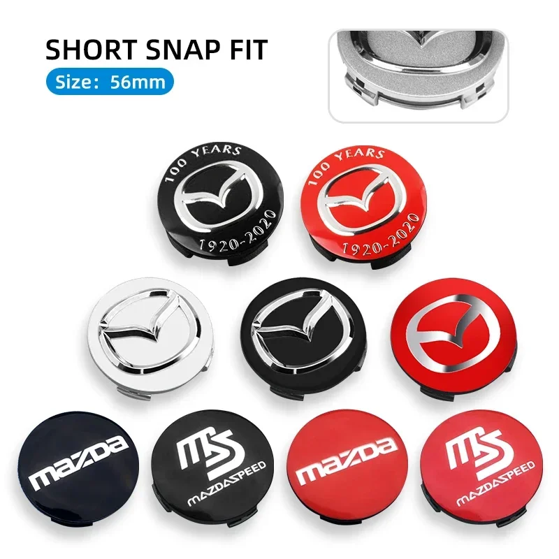 4pcs 56mm 100 Years Corporation Wheel Center Cap Logo Hub Cover Badge Emblem for Mazda 3 Axela BP CX-30 Accessories 2020-2023 view 3