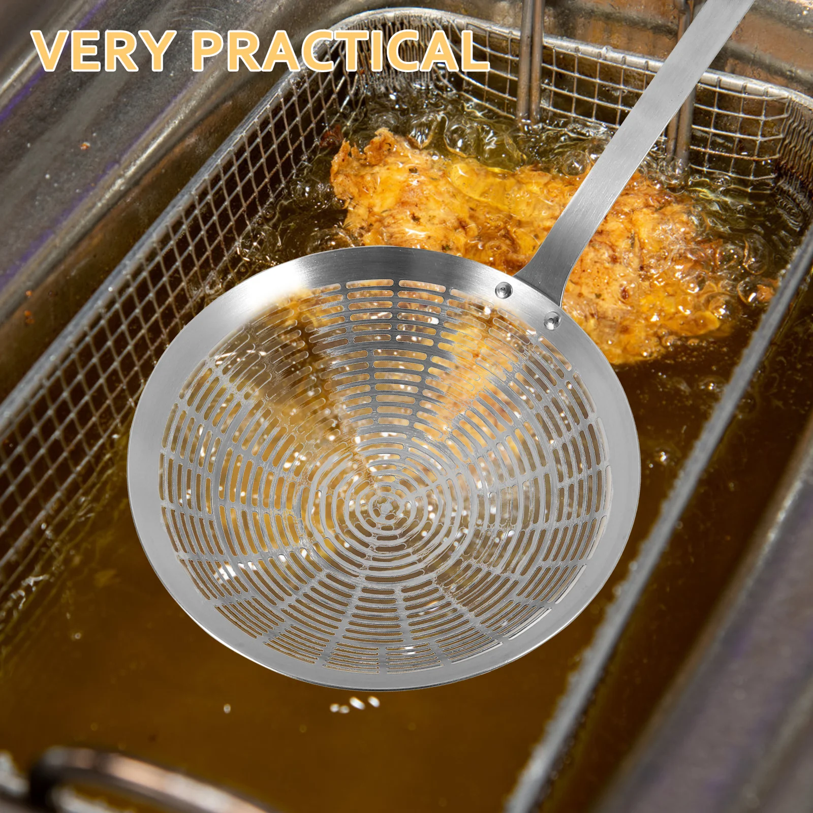 

Large Stainless Steel Slotted Spoon Heat Resistant Handle Metal Colander Spoon for Noodles Pasta Fried Food Strainer Cooking