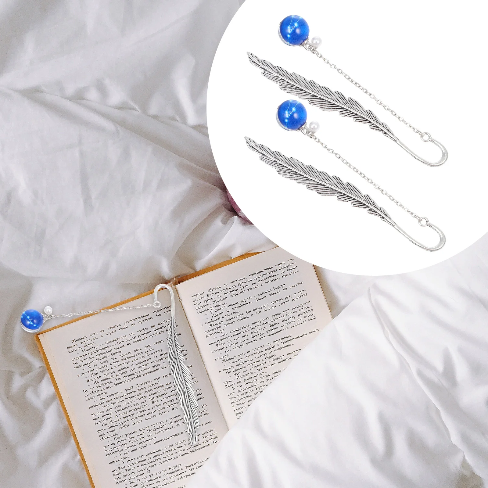 2 Pcs Constellation Elements Bookmarks The Gift Iron Luminous Vintage Natural Stone