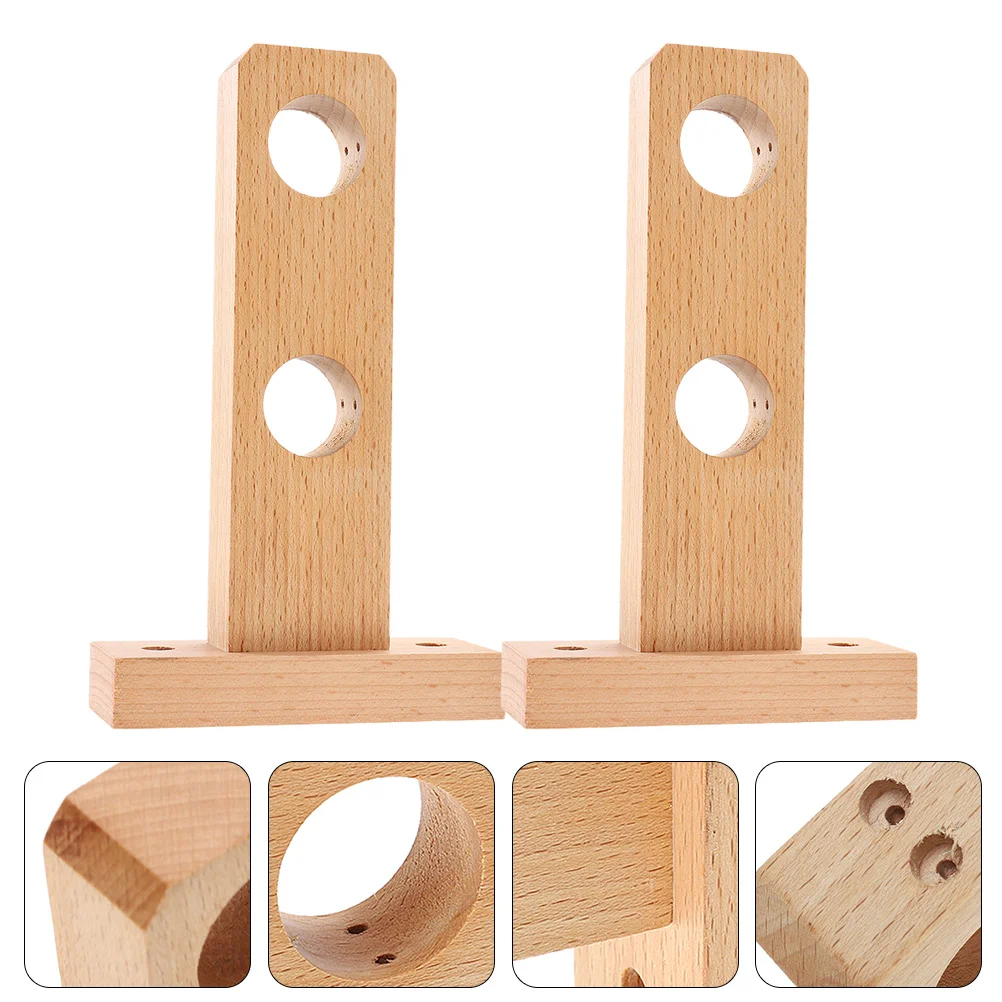 

2 Pcs Double Pole Bracket Curtain Rod Hooks Drapery Brackets For Wooden Holder Mounting