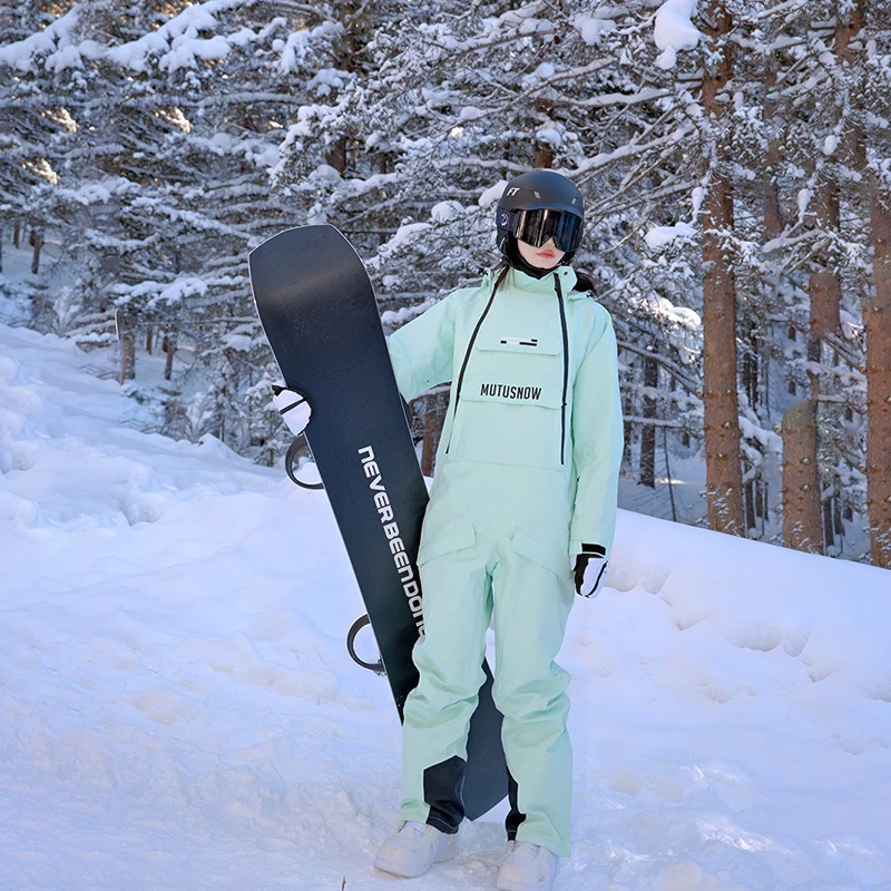 Winter One-Piece Ski Suits Women Overalls Outdoor New Snowboarding Jacket Men Warm Skiing Set Windproof Waterproof Jumpsuits