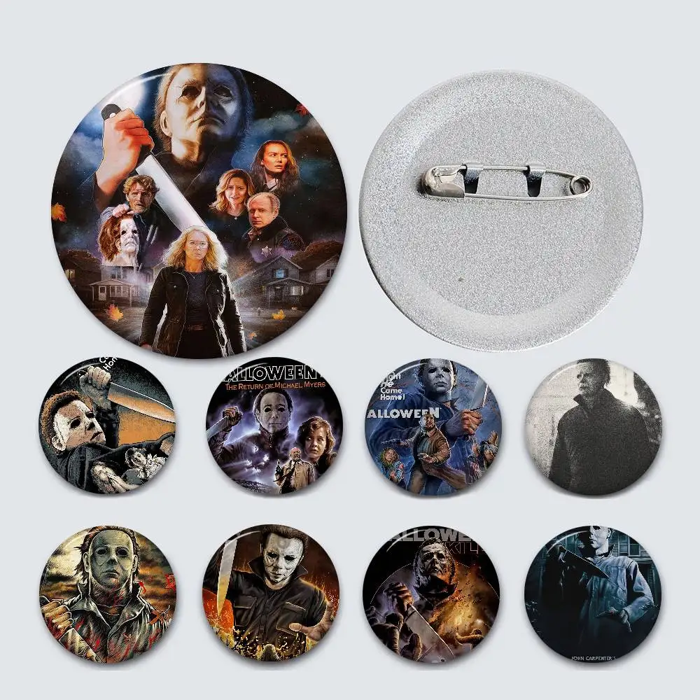 Horror Movie Halloween 58mm Cute Anime Figure Icon Badge Handmade Tinplate Brooch for Backpack Clothes Chest Ornament Gifts