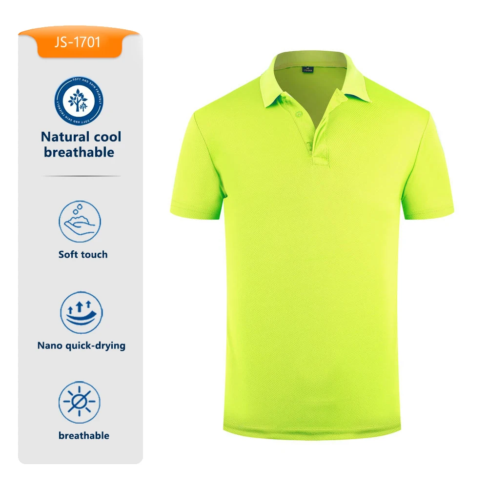 

Флуоресцентная зеленая рубашка-поло унисекс для мужчин и женщин, футболка с коротким рукавом, дышащая повседневная летняя футболка, модный топ 2025 года, спортивная одежда с воротником с лацканами
