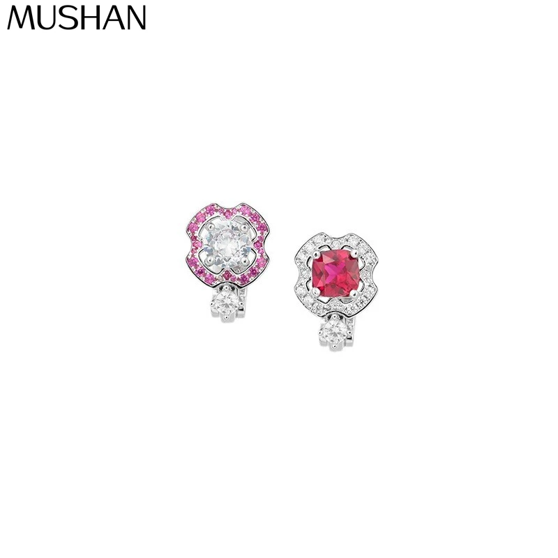 

MS MuShan Brand Jewelry 925 Sterling Silver Earrings Zircon 5A Grade Hoop Promise for Women 18K Gold Plated Fine Earring