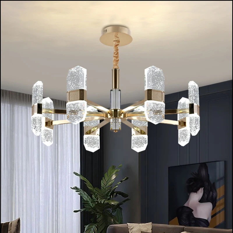 

AiPaiTe Rubik's Cube/Oval LED Aluminum Bubble Crystal Ceiling Chandelier for Living Room, Bedroom and other Home Decorations