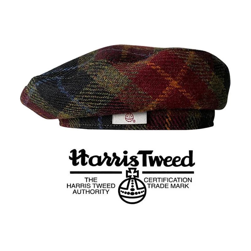 

Женский твидовый берет Harris — 100% шерсть, осенне-зимняя клетчатая шапка, универсальная кепка художника в стиле ретро, стильный зимний теплый берет