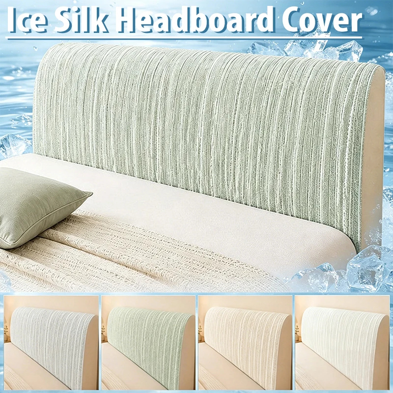 Ice Silk Bed Head Cover Headboard Cover 360° All-inclusive Solid Color Bedside Bed Back Dust Protector Bed Head Slipcover Covers