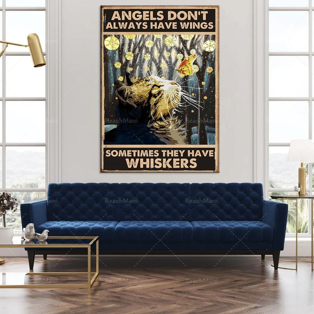 Cat lover angels don't always have wings, sometimes they have whiskers poster home decor poster