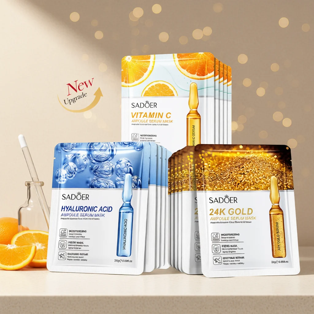 15pcs SADOER 24K Gold Vitamin C Hyaluronic Acid Facial Masks for Face Moisturizing Firming Hydr... product image