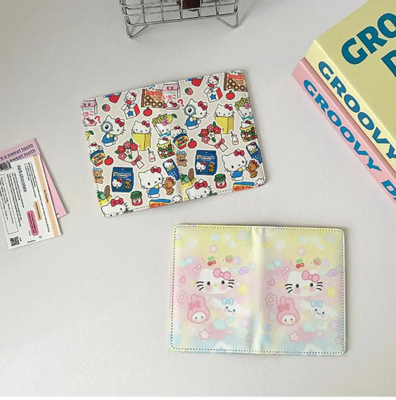 Anime Hello Kitty Passport Card Holder Sanrio Id Cartoon Storage Bag Passport Passport Holder Multifunctional Wallet Girls Gift