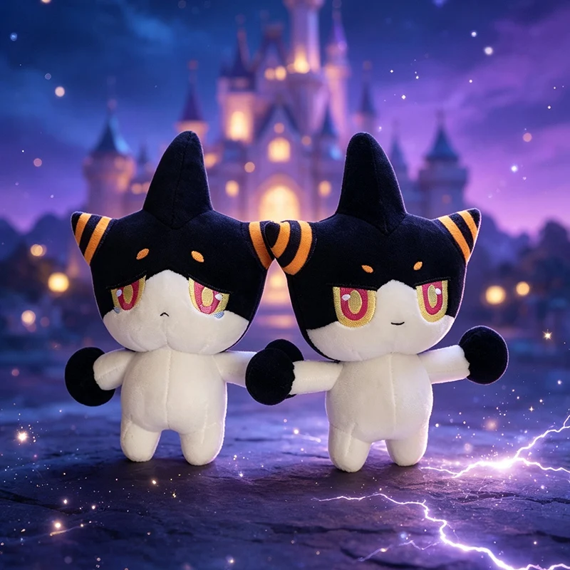 Fantasy Creature Plush Doll Proud Expression Sad Expression Soft Black White Stuffed Figure for Bedroom Gift Collection
