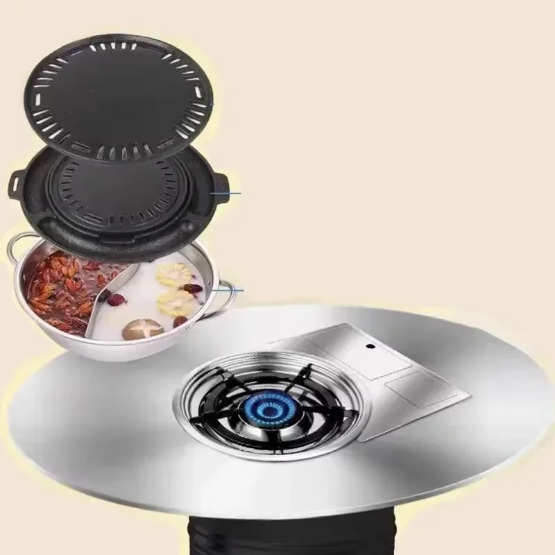 

Commercial Indoor Portable Built-in Propane Korean BBQ BBQ Dining Table Burner Butane Round Restaurant BBQ Grill