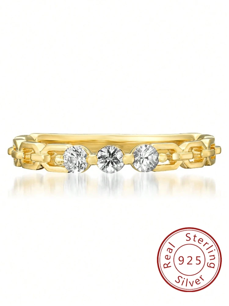 

925 Sterling Silver Personalized Zircon Skeleton Link Ring For Women Party Daily Clothing Decor Luxury High Quality Fine Jewelry