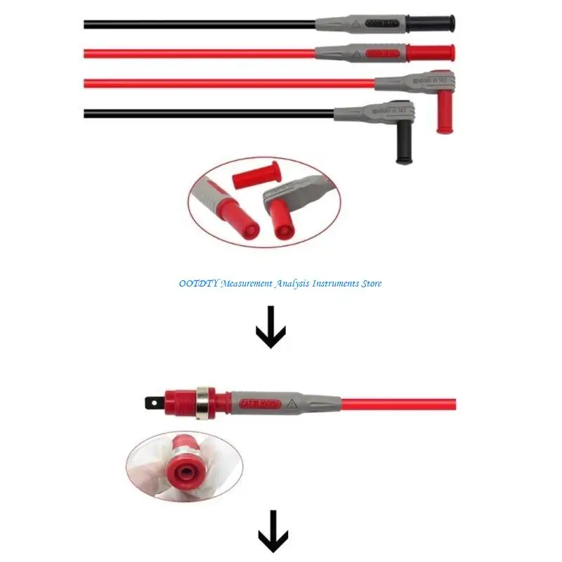 367D Professional 4mm Multimeter Test Leads Double Layer Insulated PVC Flexible Banana Probes with Replaceable Needle Tip
