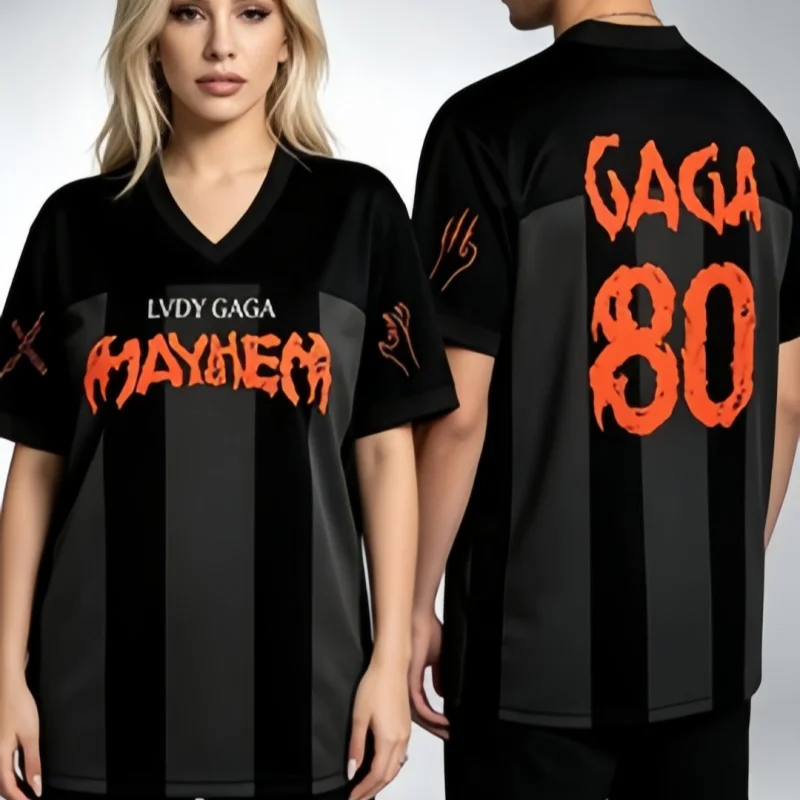 Neues 3D LADY GAGA Mayhem Jersey Y2K Metal Gothic Streetwear Lockeres Sport-T-Shirt Atmungsaktives Schnelltrocknendes Familien-Matching-Oberteil