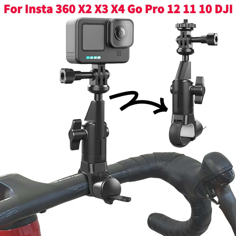 

Motorcycle Bicycle Handlebar Holder 360 Rotating Motorcycle Bike Camera Holder for Insta 360 X2 X3 X4 Go Pro 12 11 10 D-JI