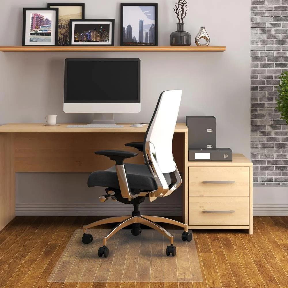 Durable PVC Rectangular Chair Mat Hard Floors 47x60 Ergonomic Floor Protection Mat Easy Glide Surface Eco-Friendly Design