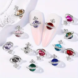 10-Piece Nail Art Charms Set, 3D Planet Saturn Alloy Rhinestones - Luxury Shiny Crystal Nail Decorations & DIY Crafting Gems
