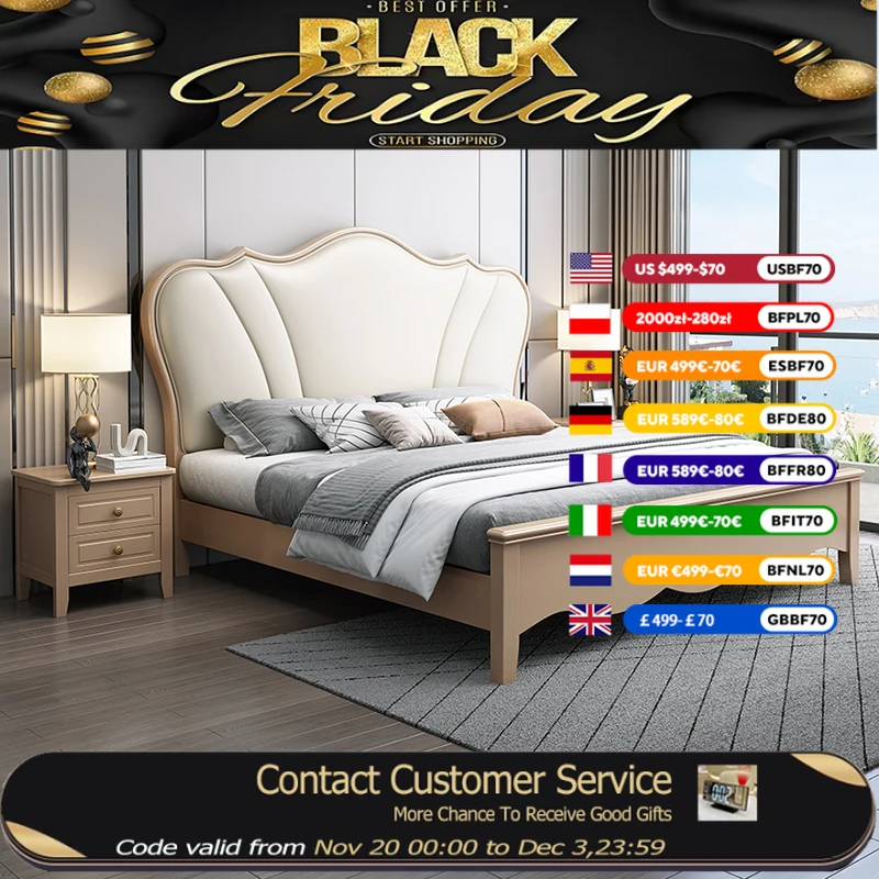 

Европейская бежевая двуспальная кровать принцессы Дизайнерские большие современные изголовья Двуспальные основания для кровати Полноразмерная коробка Cama Casal Мебель для дома