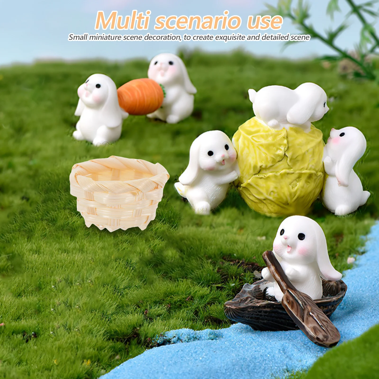 

4Pcs Miniature Bamboo Baskets Hand-Woven Lightweight Portable Garden Decor DIY Micro Scene Decoration Small Woven Storage Basket