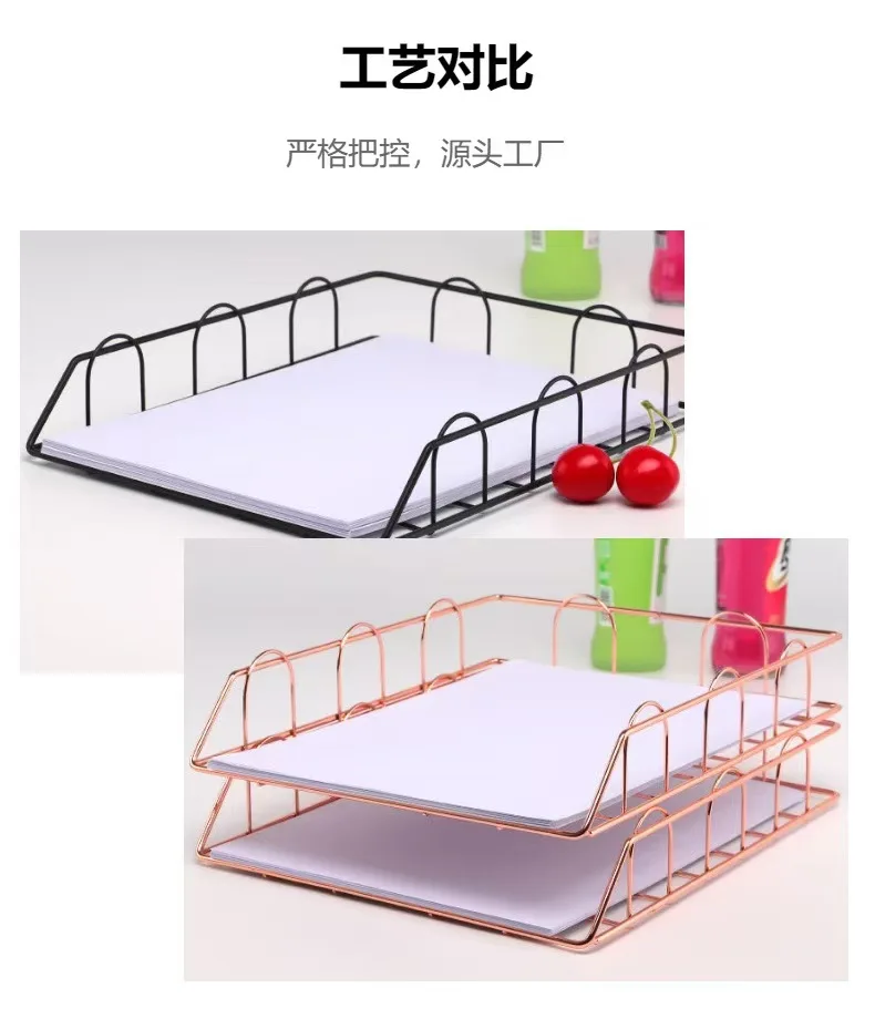 1 قطعة رف الذهب الوردي حامل كتب المجلات سلال معدنية مطلية حامل مكتب سطح المكتب منظم الملفات صندوق تخزين مستحضرات التجميل