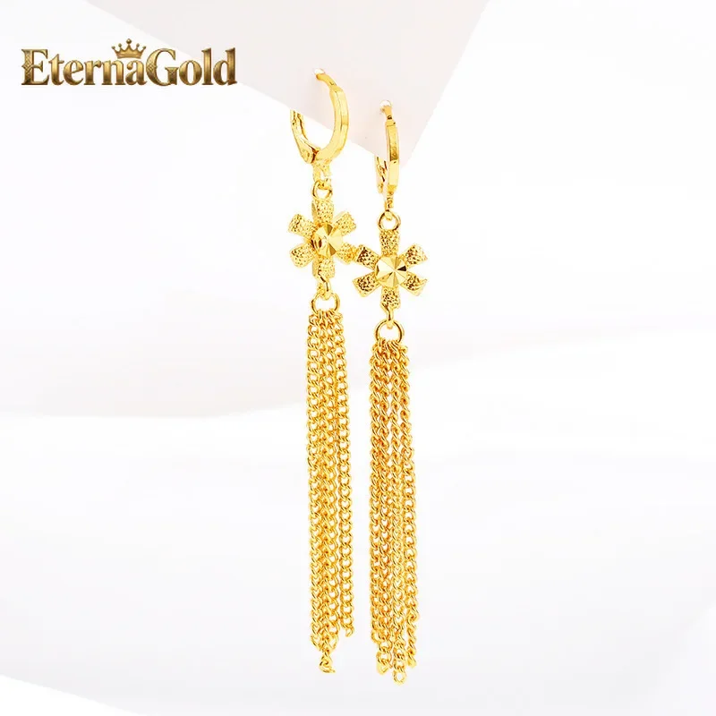

Серьги EternaGold AU999 из золота 24K для женщин, новый стиль, настоящие золотые украшения, серьги-кисточки для коктейльных вечеринок, подарок для благородной богини