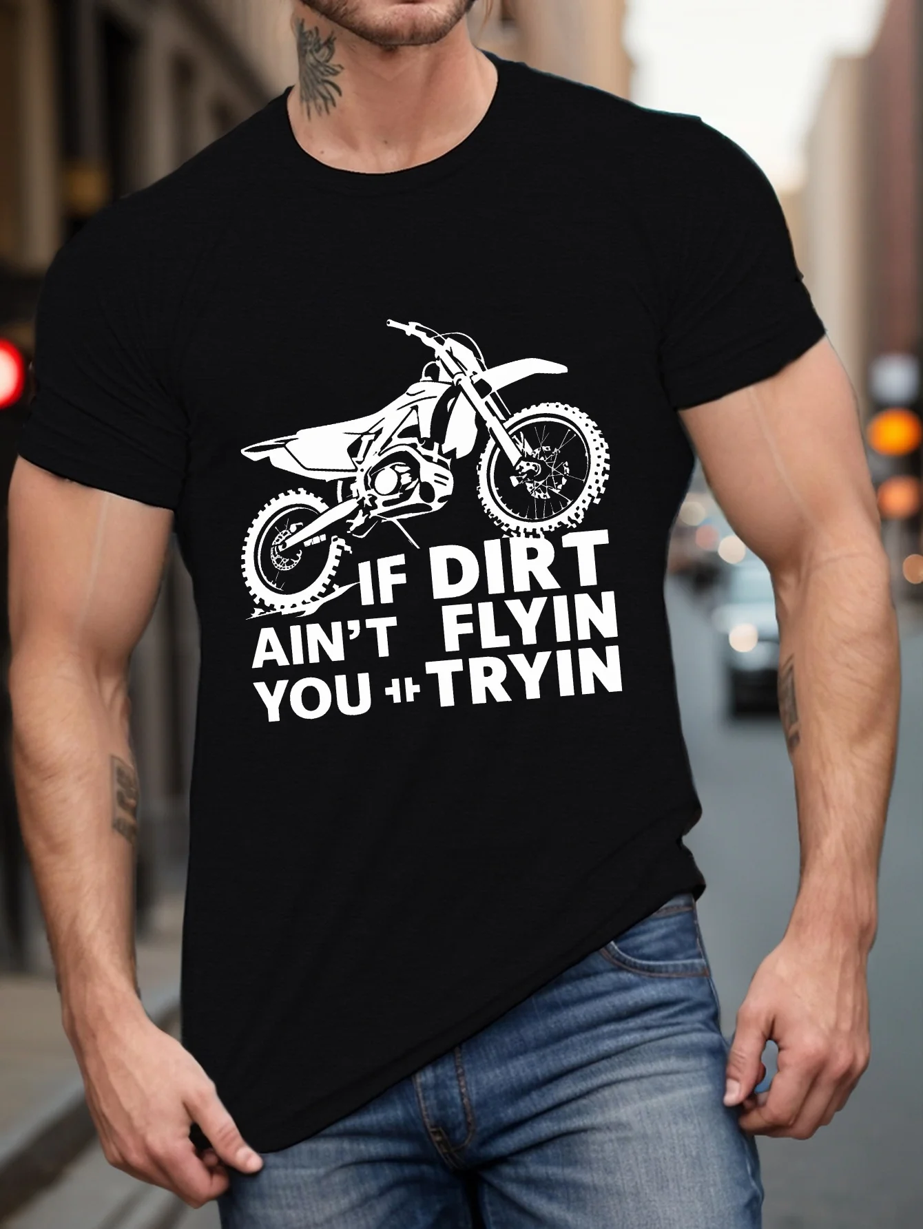 Off-Road Motorcycle Sports Printed T-Shirt, Men's T-Shirt, Summer Casual Short-Sleeved T-Shirt