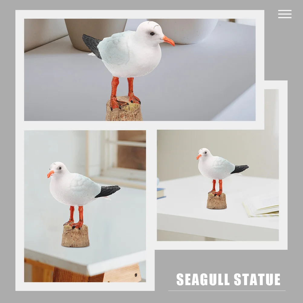 2 Pcs Red Billed Seagull Statues Realistic Wildlife Models Desktop Garden Decor Plastic Material Lasting Living Room Office