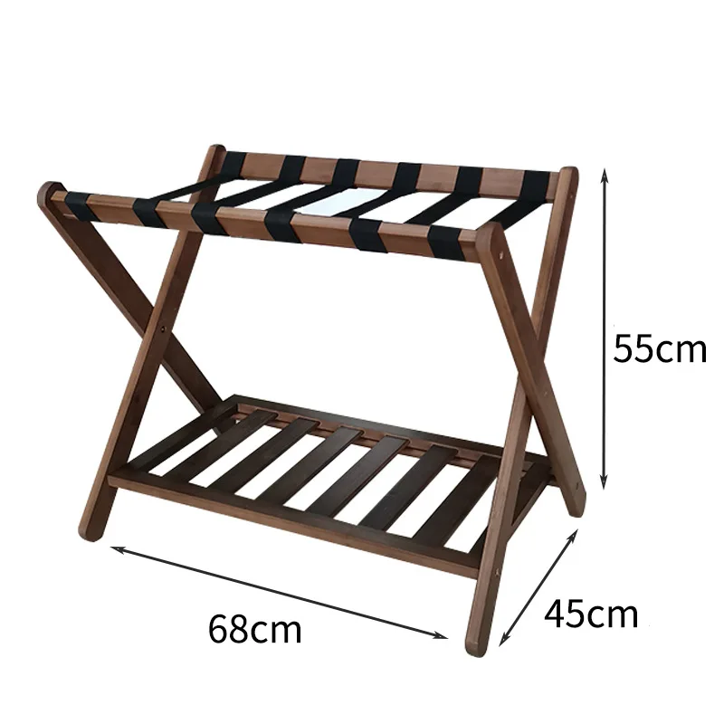 Foldable luggage rack, portable luggage rack two-layer shelf