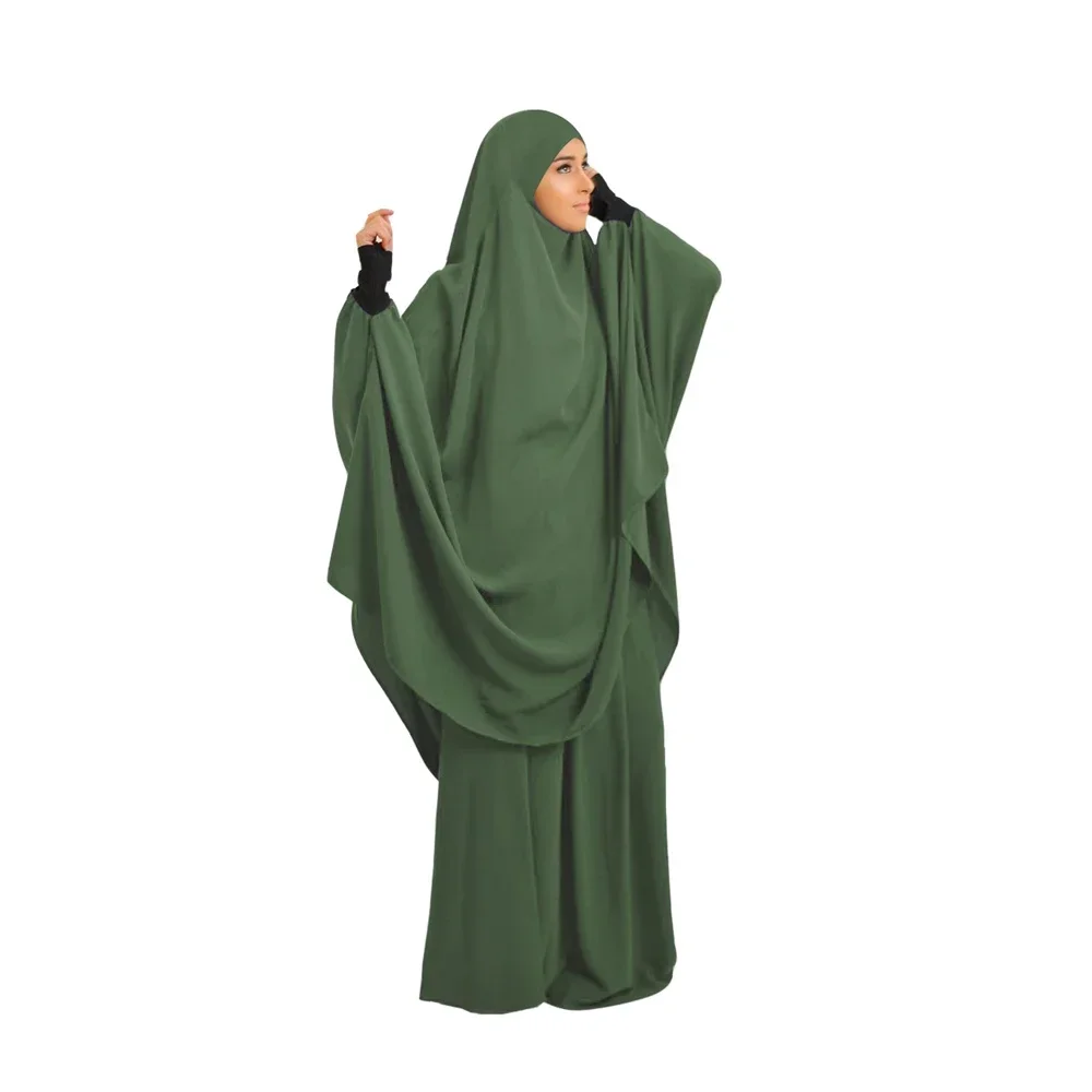 2-teiliges Ramadan Khimar-Gebetsset für muslimische Frauen, Kleid mit vollständiger Abdeckung, islamische Burka-Kapuze, arabische Kleider, Umrah Eid Abaya, Anbetungsservice