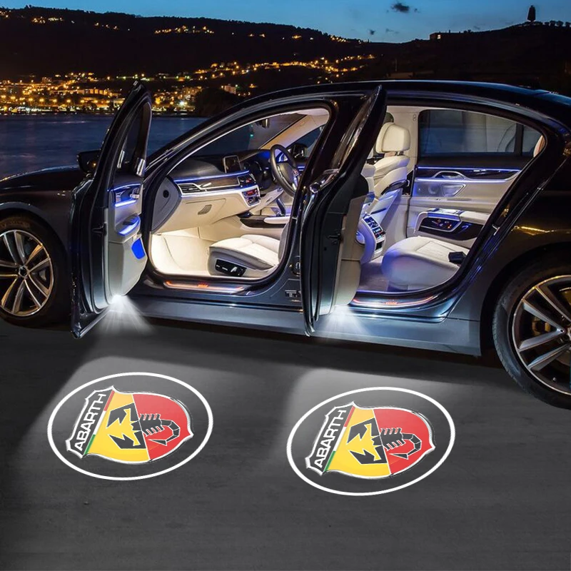 LED Car Door Logo Projector Welcome Ghost Shadow Light Accessories For Abarth Renault Alfa Romeo Honda Jaguar Ford JEEP Acura