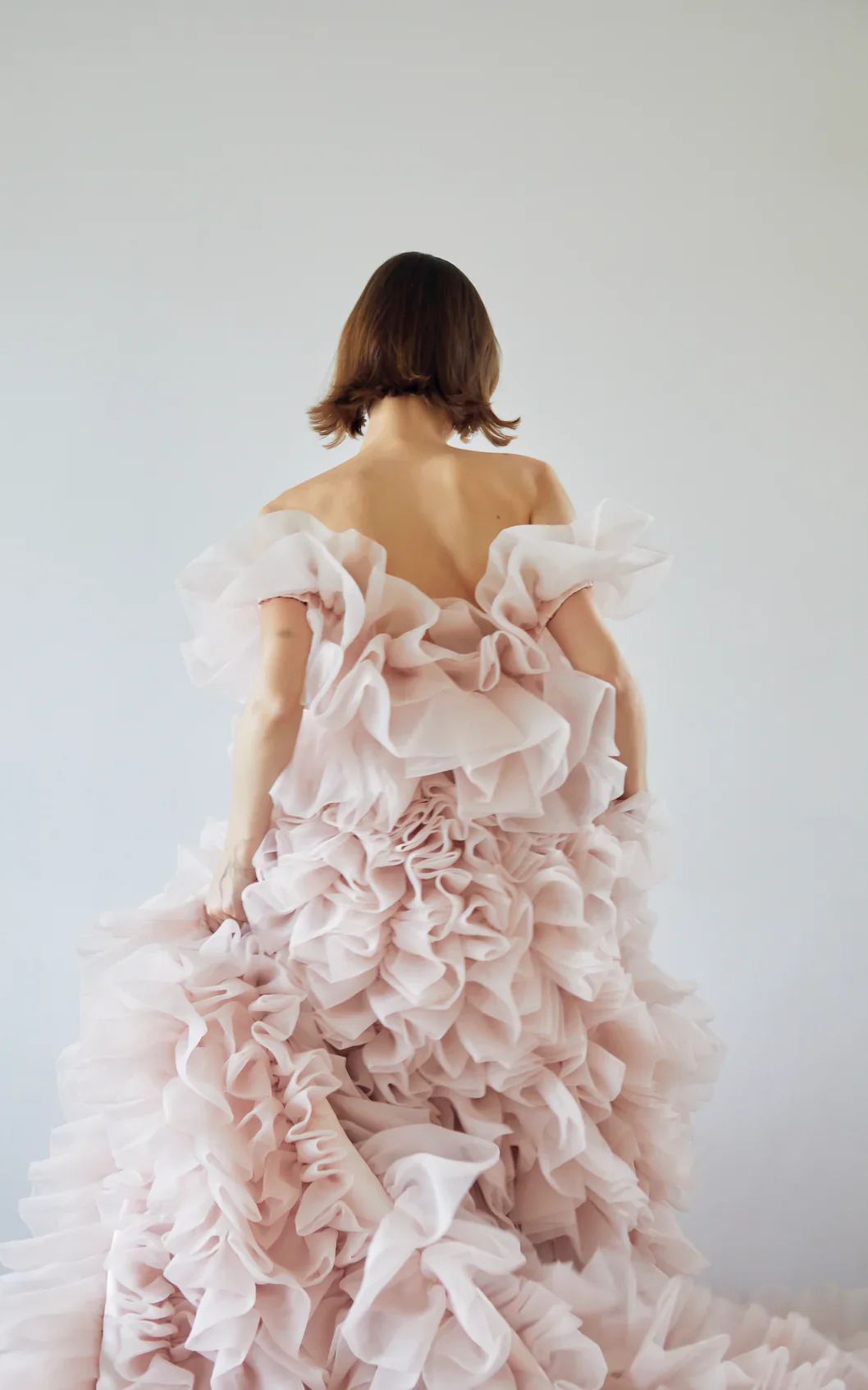 Dreamlike rosa babados vestido de casamento vestido de noiva sessão de fotos extra fofo em camadas tule vestidos de festa de casamento vestido formal de baile