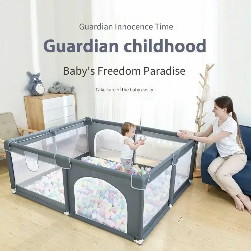 

Baby Playpen Safety Gate - Side Door Design Indoor Outdoor Playard for Toddlers & Infants Home Protection with Soft Padded Walls
