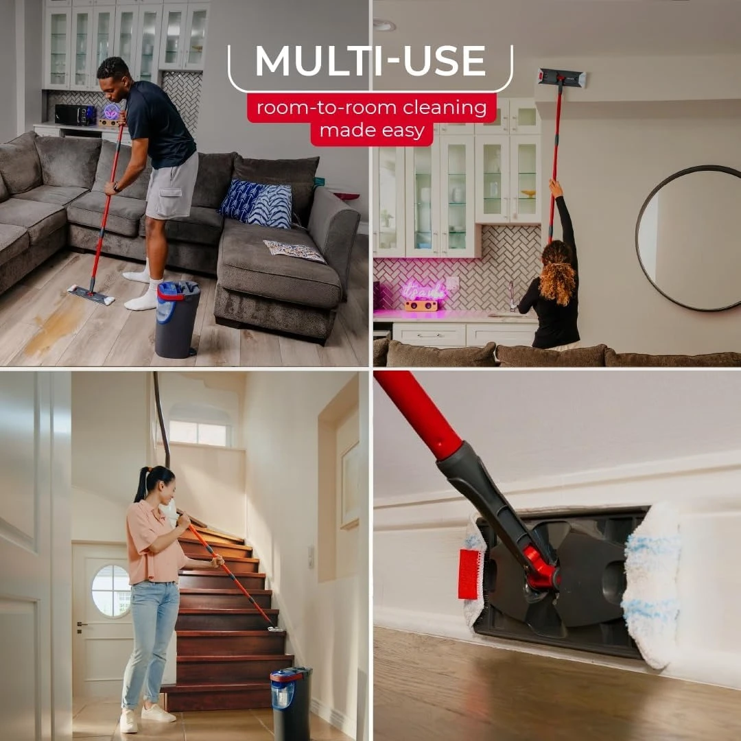 أداة التنظيف السريع لنظام الممسحة المسطحة H2prO |   تنظيف بالماء النظيف |   وسادة ممسحة من الألياف الدقيقة قابلة للغسل في الغسالة وإعادة الاستخدام | حار بيع